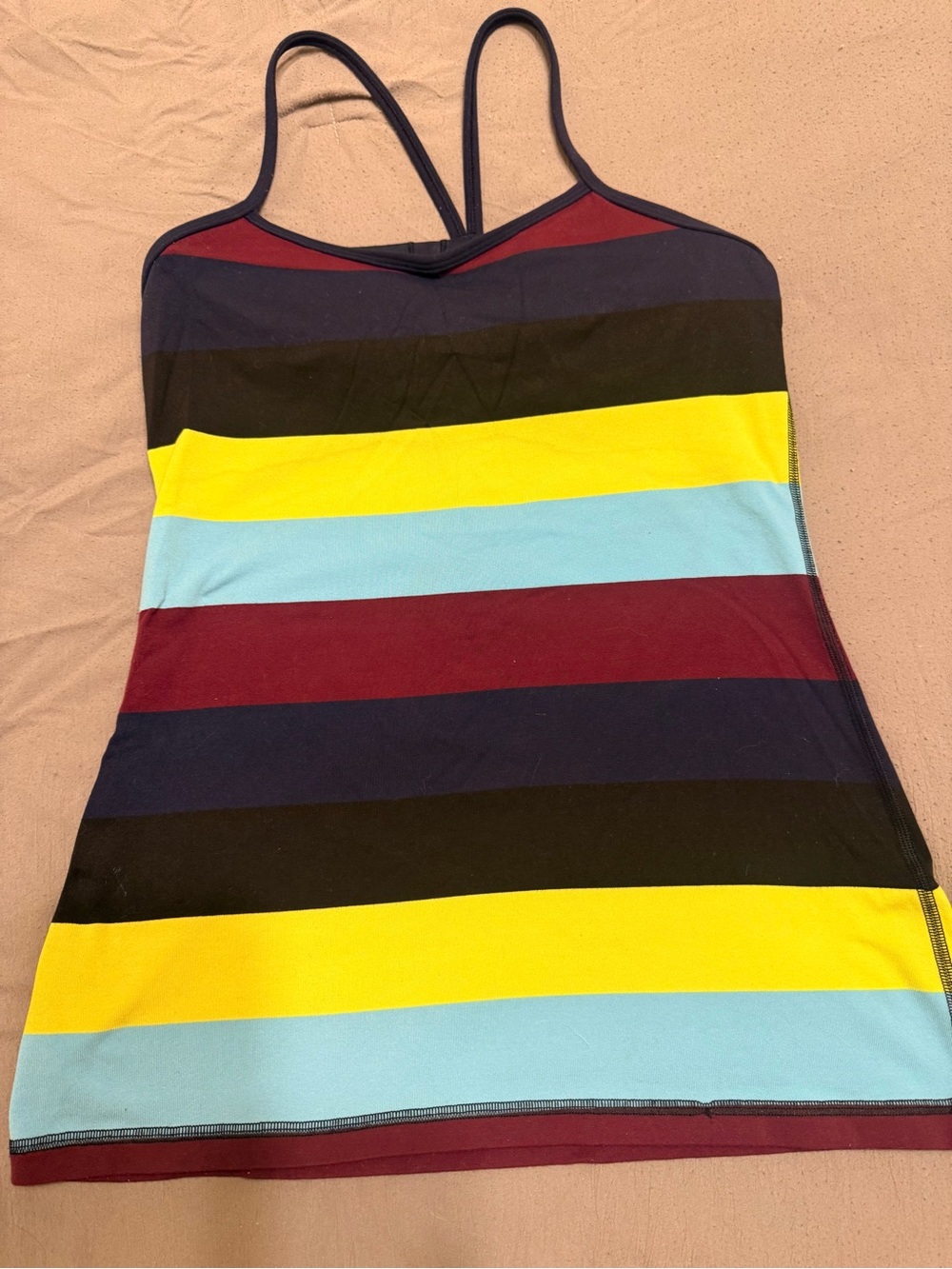 Lululemon Striped Racerback Tank Top - Yellow, Light Blue, Burgundy, Black